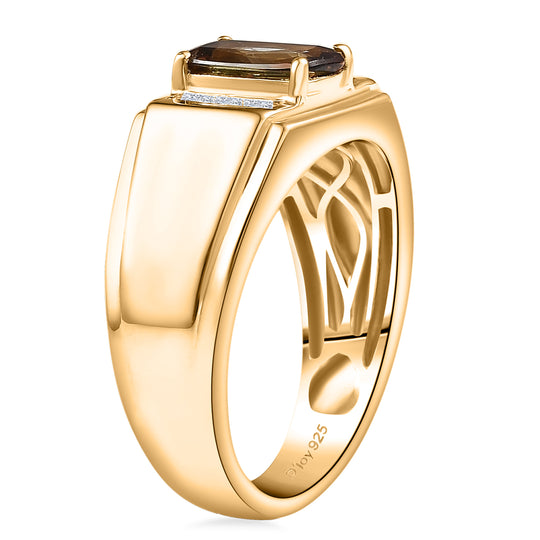 D'Joy AA Andalusit, Moissanit Ring 925 Silber 750 Gelbgold vermeil (Größe 20.00)   (10-16 Werktage Lieferzeit) ca. 1,57 ct