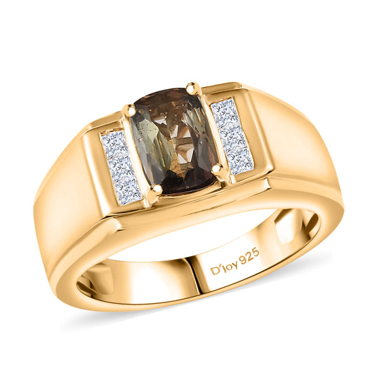D'Joy AA Andalusit, Moissanit Ring 925 Silber 750 Gelbgold vermeil (Größe 20.00)   (10-16 Werktage Lieferzeit) ca. 1,57 ct