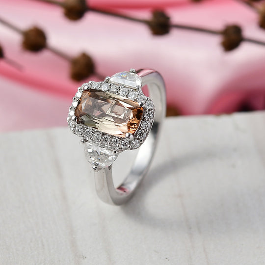 D'Joy AA Andalusit, Moissanit Ring 925 Silber Rhodiniert (Größe 17.00)   (10-16 Werktage Lieferzeit) ca. 2,89 ct