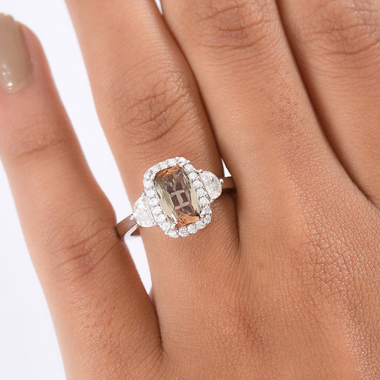 D'Joy AA Andalusit, Moissanit Ring 925 Silber Rhodiniert (Größe 17.00)   (10-16 Werktage Lieferzeit) ca. 2,89 ct