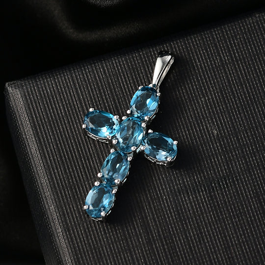 D'Joy London Blau Topas Anhänger 925 Silber rhodiniert ca. 5.65 ct