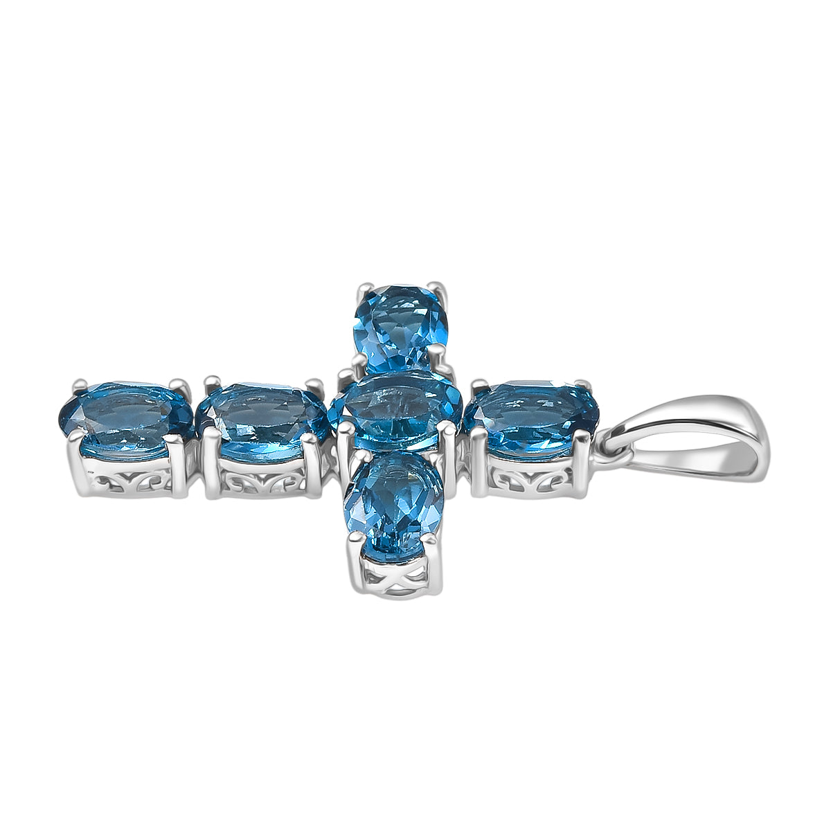 D'Joy London Blau Topas Anhänger 925 Silber rhodiniert ca. 5.65 ct