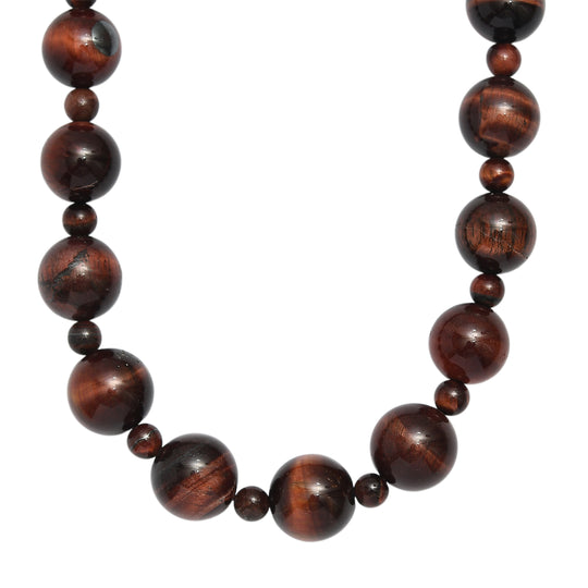 EVER TRUE Rotes Tigerauge Halskette ca. 50 cm Nickelfreies Messing Platiniert ca. 470.00 ct