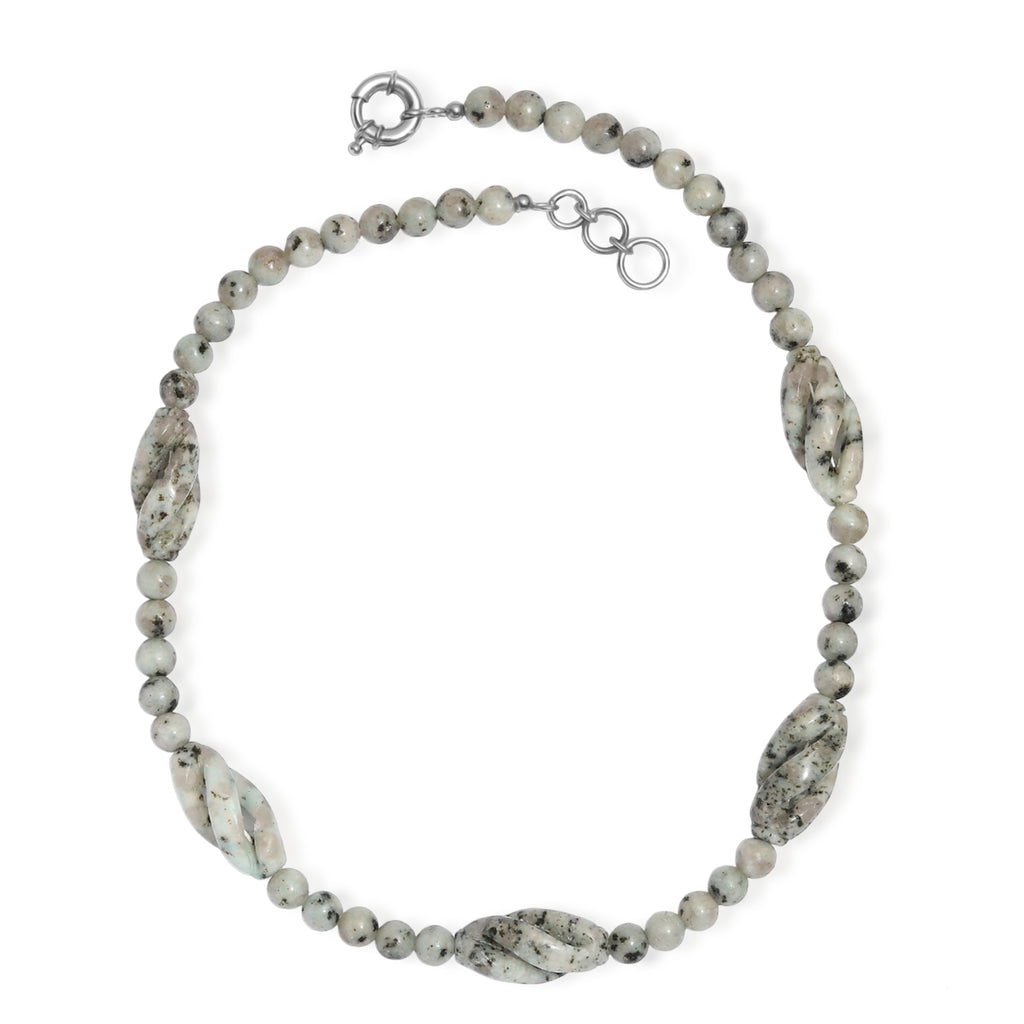 EVER TRUE Sesam-Jaspis Halskette ca. 50 cm Nickelfreies Messing Platiniert ca. 270.00 ct