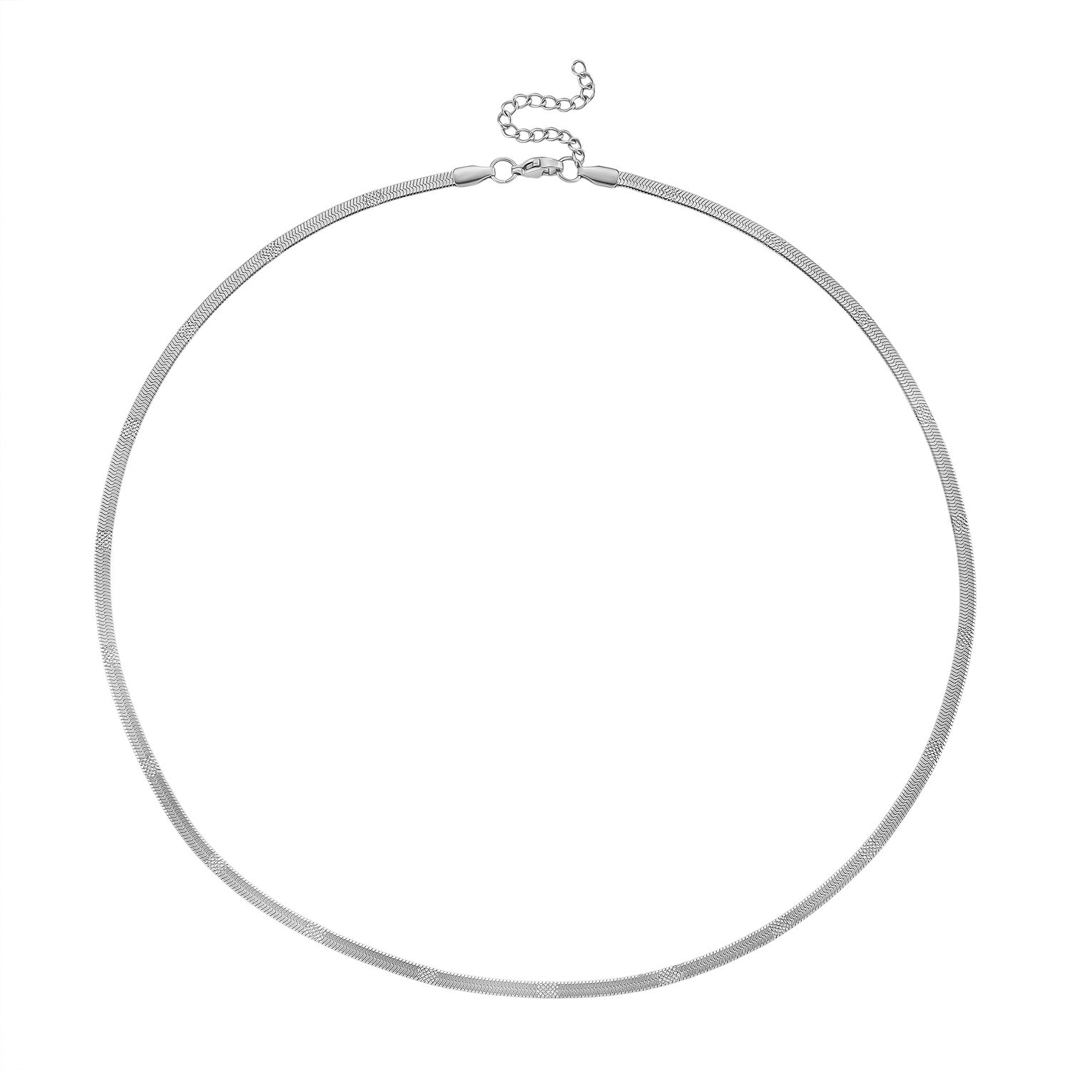 Designer-inspiriert Fischgrät Halskette ca. 50 cm, 316L Edelstahl ca. 7,10g, Silberfarben