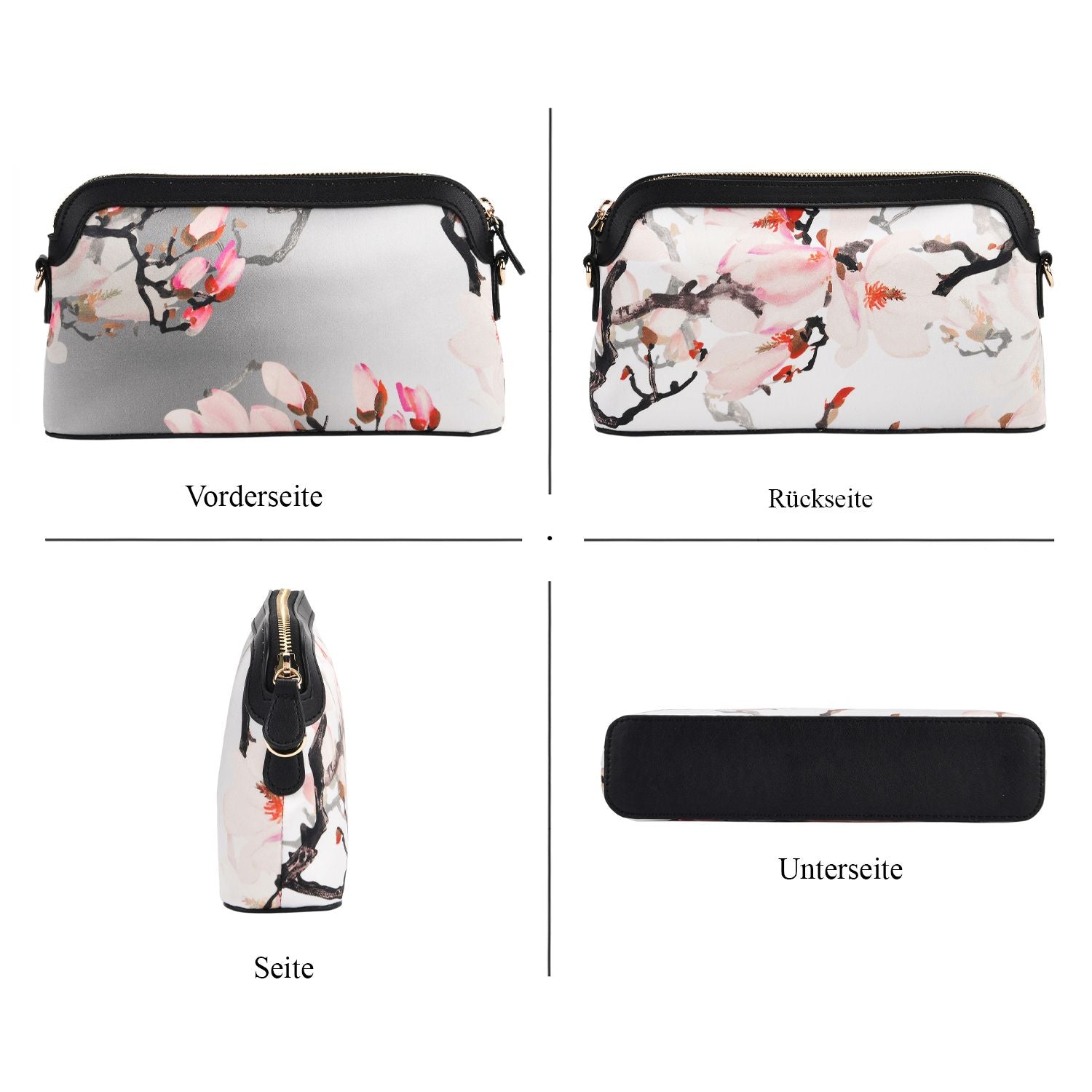 LA MAREY Signature - Seiden-Brokat-Crossbody-Bag, 24x6x14 cm, Grau Rosa