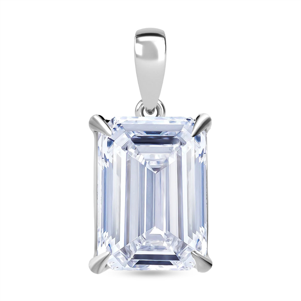 LUXURIANT DIAMOND - Lab Grown Diamant IGI zertifiziert VS2/F, Smaragd-Schliff Anhänger 925 Silber rhodiniert ca. 10.00 ct