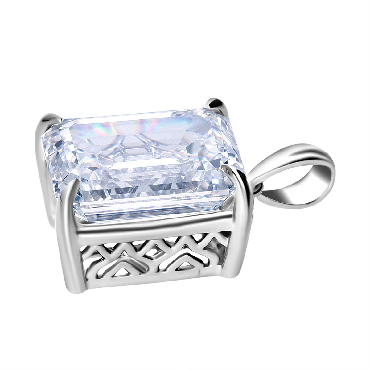 LUXURIANT DIAMOND - Lab Grown Diamant IGI zertifiziert VS2/F, Smaragd-Schliff Anhänger 925 Silber rhodiniert ca. 10.00 ct