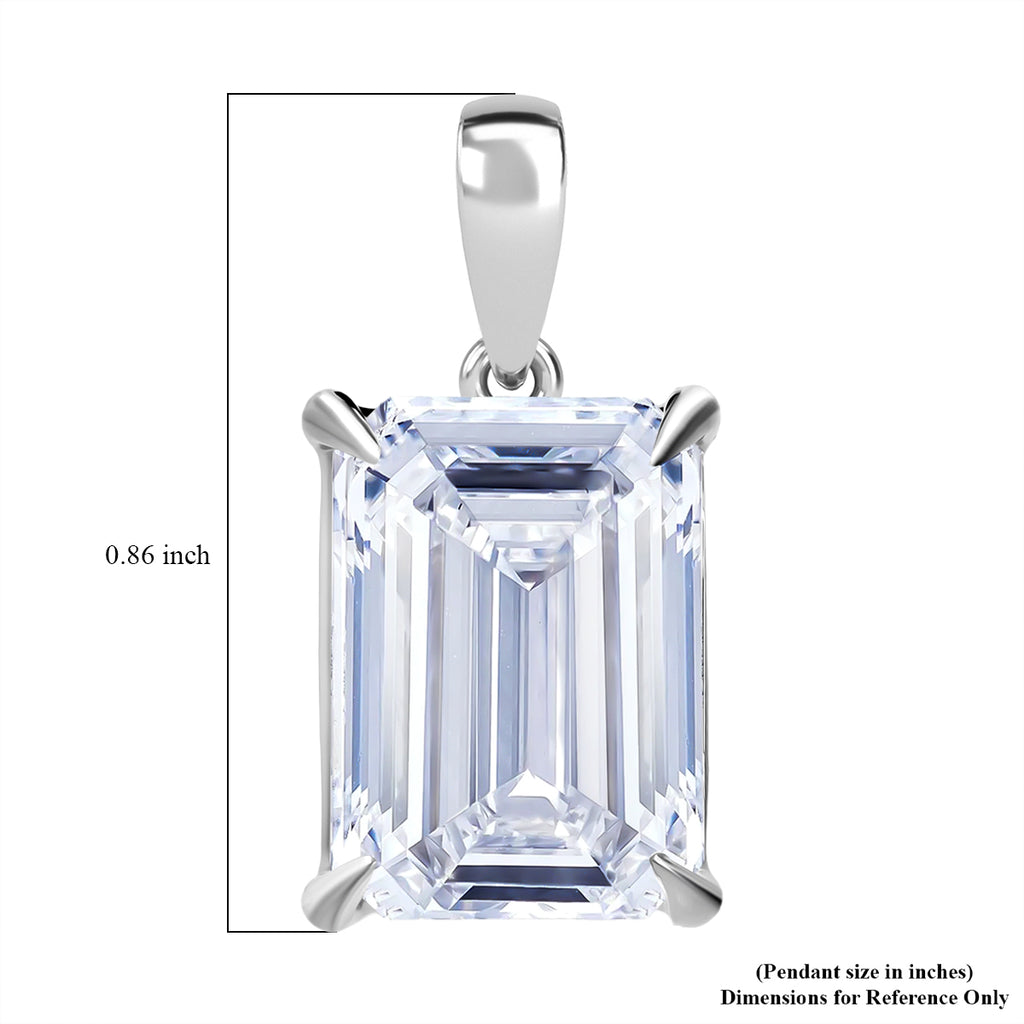 LUXURIANT DIAMOND - Lab Grown Diamant IGI zertifiziert VS2/F, Smaragd-Schliff Anhänger 925 Silber rhodiniert ca. 10.00 ct