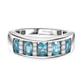 D'Joy AA Blauer Zirkon, Weißer Zirkon Ring 925 Silber rhodiniert (Größe 21.00) ca. 2,06 ct