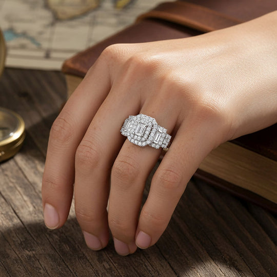 LUXURIANT DIAMOND - Lab Grown Diamant VS-EF SGL zertifiziert Ring 925 Silber rhodiniert (Größe 20.00) ca. 1.00 ct
