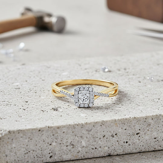 LUXURIANT DIAMOND - Lab Grown Diamant VS-EF Ring 925 Silber 750 Gelbgold Vermeil (Größe 19.00) ca. 0.25 ct