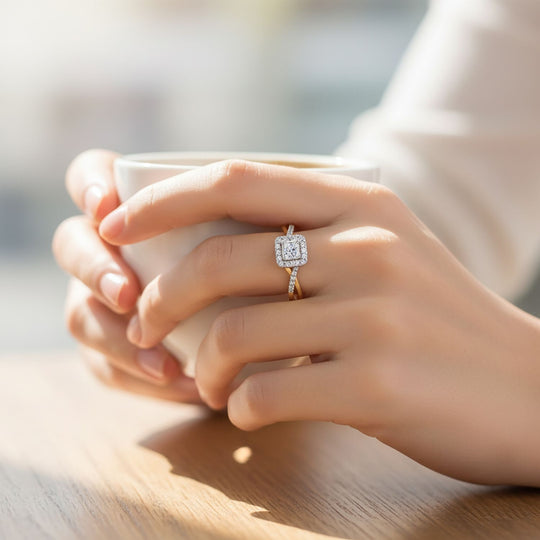 LUXURIANT DIAMOND - Lab Grown Diamant VS-EF Ring 925 Silber 750 Gelbgold Vermeil (Größe 19.00) ca. 0.25 ct