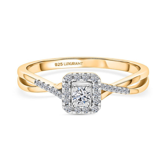 LUXURIANT DIAMOND - Lab Grown Diamant VS-EF Ring 925 Silber 750 Gelbgold Vermeil (Größe 19.00) ca. 0.25 ct
