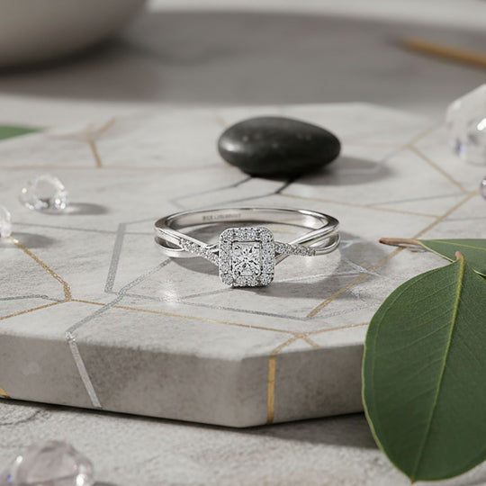 LUXURIANT DIAMOND - Lab Grown Diamant VS-EF Ring 925 Silber 750 Gelbgold Vermeil (Größe 19.00) ca. 0.25 ct