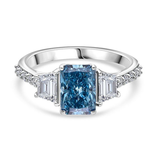 LUXURIANT DIAMOND - Lab Grown Blauer Diamant VS-EF, Lab Grown Diamant VS-EF IGI zertifiziert Ring 950 Platin (Größe 19.00) ca. 3.26 ct