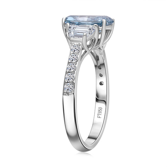 LUXURIANT DIAMOND - Lab Grown Blauer Diamant VS-EF, Lab Grown Diamant VS-EF IGI zertifiziert Ring 950 Platin (Größe 19.00) ca. 3.26 ct