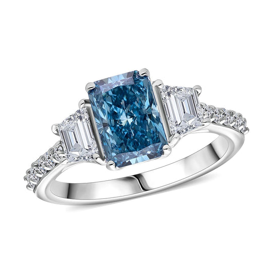 LUXURIANT DIAMOND - Lab Grown Blauer Diamant VS-EF, Lab Grown Diamant VS-EF IGI zertifiziert Ring 950 Platin (Größe 19.00) ca. 3.26 ct