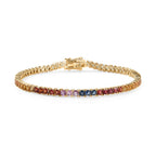 AAA Mehrfarbig Saphir Armband ca. 19 cm 585 Gold ca. 8,26 ct.
