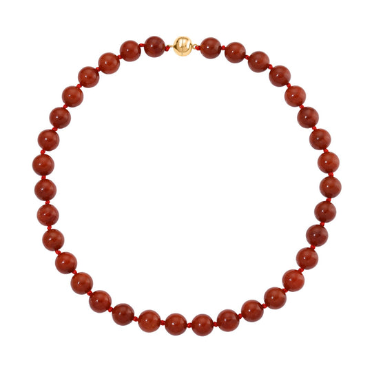 D'Joy Burmesische Rote Jadeit Jade klassisch Halskette ca. 50 cm 925 Silber vergoldet ca. 600.00 ct