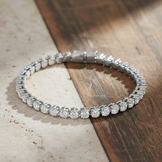 D'Joy Moissanit Armband ca. 20 cm 925 Silber 750 Gelbgold Vermeil ca. 10,57 ct.