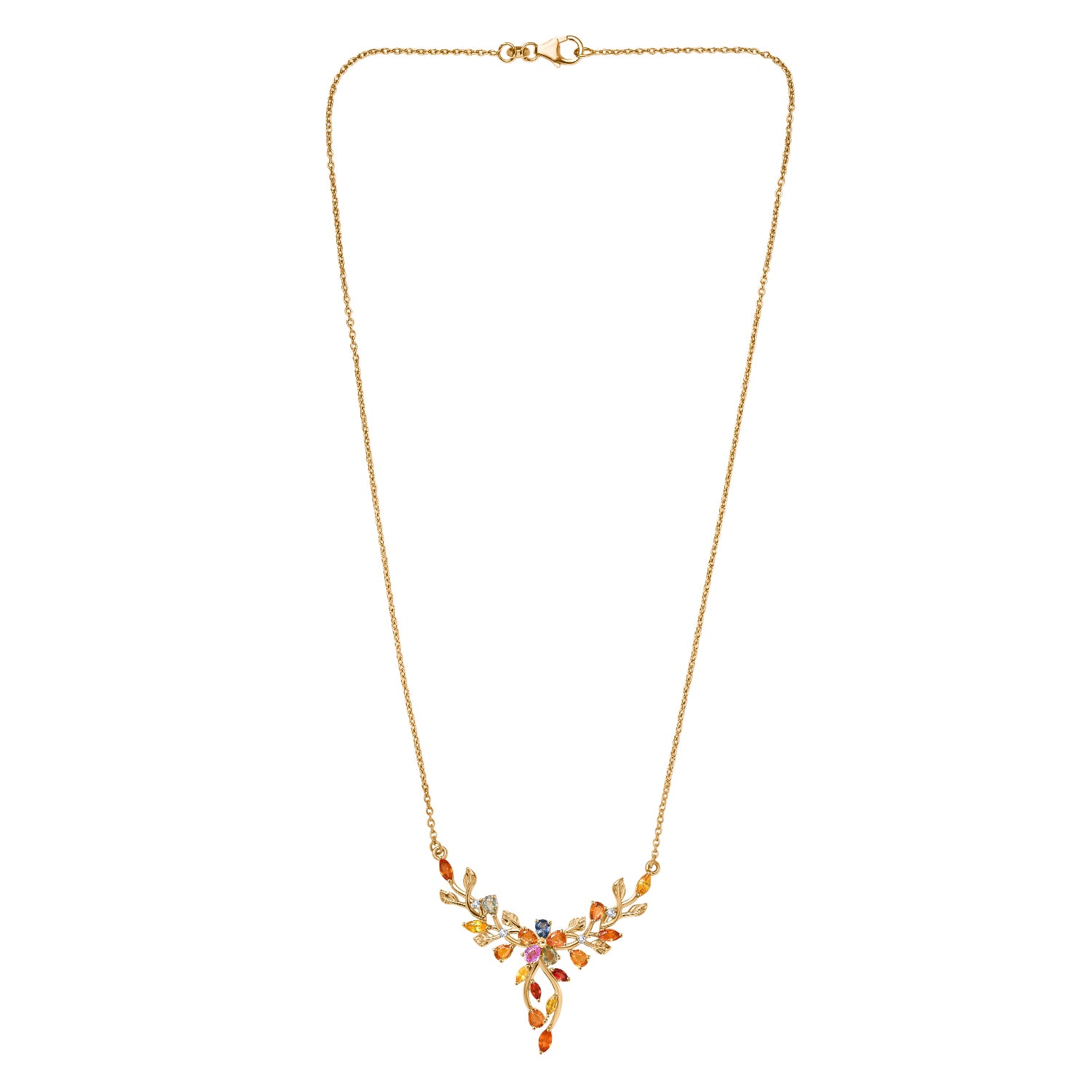 D'Joy AA Rosa Saphir, Mehrfarbig Saphir Halskette ca. 45 cm 925 Silber 750 Gelbgold Vermeil ca. 3,11 ct.