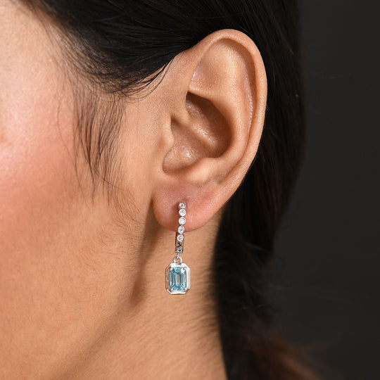 D'Joy AAA Blauer Zirkon, Weißer Zirkon Ohrringe 925 Silber rhodiniert ca. 2.61 ct