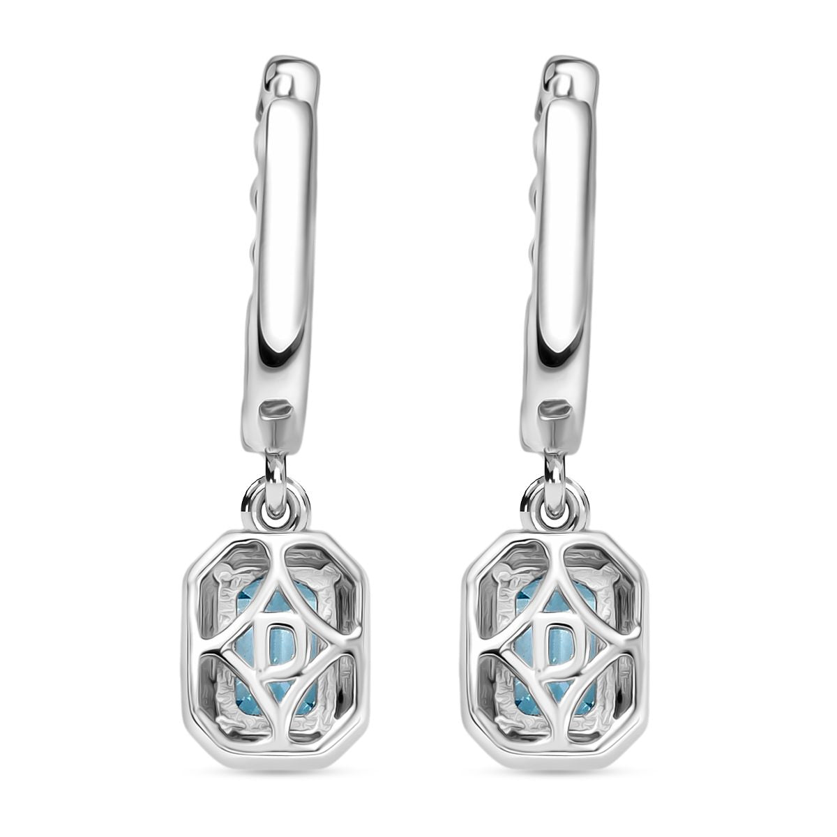 D'Joy AAA Blauer Zirkon, Weißer Zirkon Ohrringe 925 Silber rhodiniert ca. 2,61 ct.