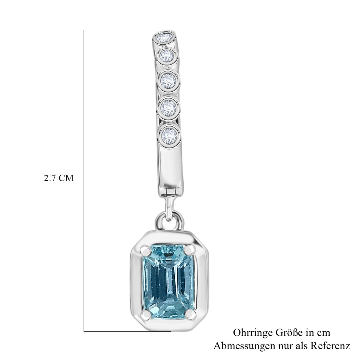 D'Joy AAA Blauer Zirkon, Weißer Zirkon Ohrringe 925 Silber rhodiniert ca. 2.61 ct