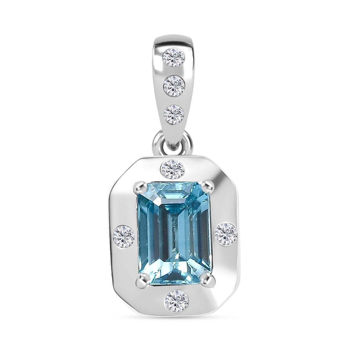D'Joy AAA Blauer Zirkon, Weißer Zirkon Anhänger 925 Silber rhodiniert ca. 1.35 ct