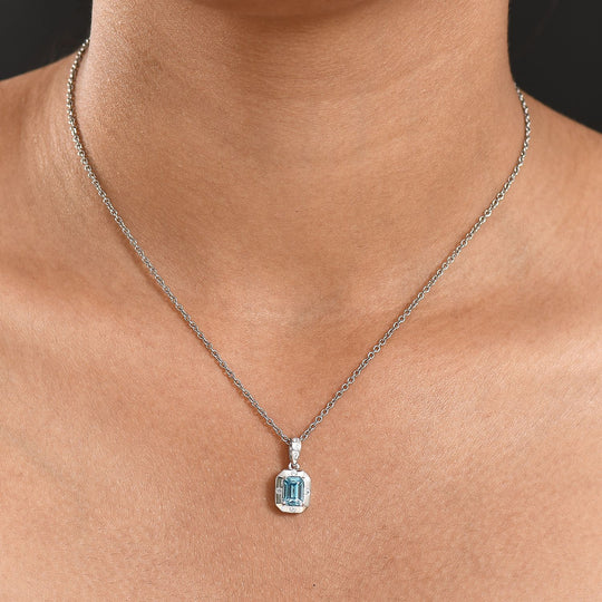 D'Joy AAA Blauer Zirkon, Weißer Zirkon Anhänger 925 Silber rhodiniert ca. 1.35 ct