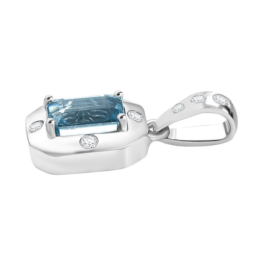 D'Joy AAA Blauer Zirkon, Weißer Zirkon Anhänger 925 Silber rhodiniert ca. 1.35 ct