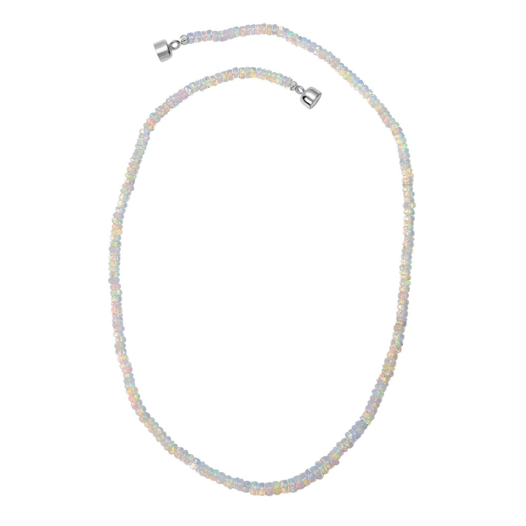 D'Joy Natürlicher, äthiopischer Welo Opal Halskette ca. 45 cm 925 Silber rhodiniert ca. 37.00 ct