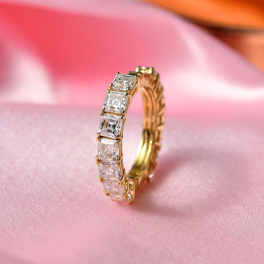 D'Joy Moissanit Ring 925 Silber 750 Gelbgold Vermeil (Größe 19.00) ca. 3,51 ct
