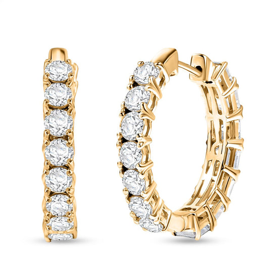 D'Joy Moissanit Ohrringe 925 Silber 750 Gelbgold Vermeil ca. 7.06 ct