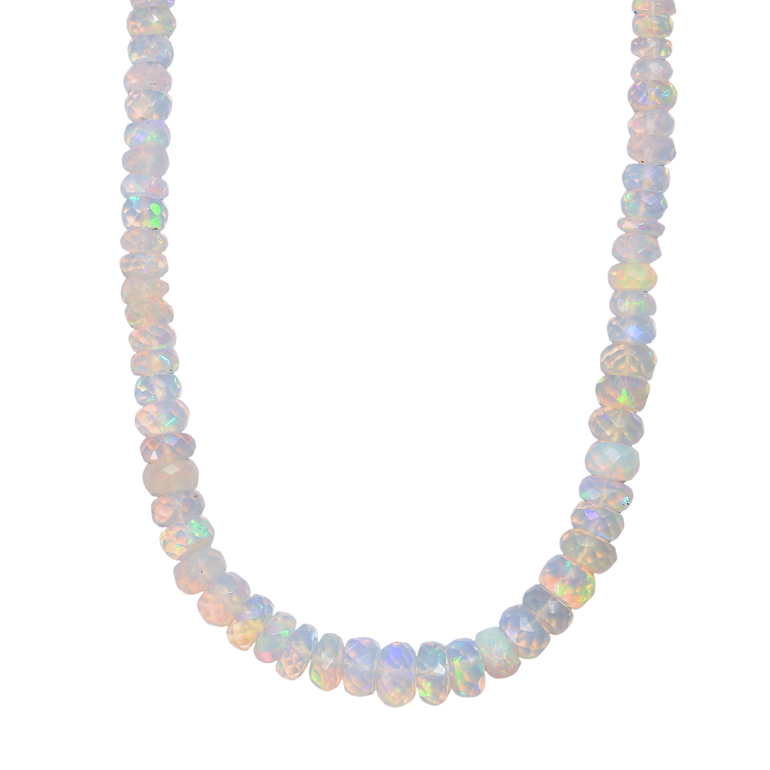 D'Joy AA Natürlicher, äthiopischer Welo Opal Halskette ca. 45 cm 925 Silber rhodiniert ca. 55,00 ct.