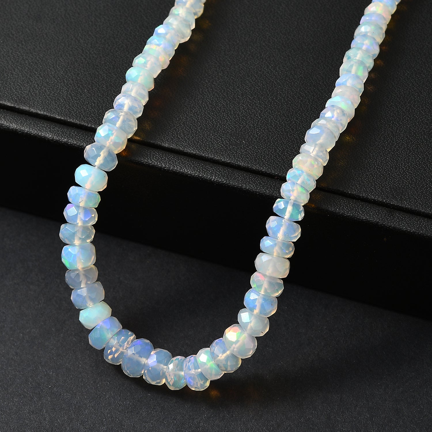 D'Joy AA Natürlicher, äthiopischer Welo Opal Halskette ca. 45 cm 925 Silber rhodiniert ca. 55,00 ct.