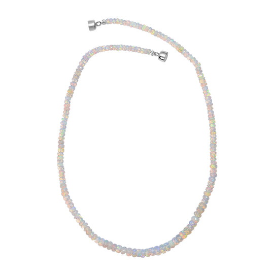 D'Joy AA Natürlicher, äthiopischer Welo Opal Halskette ca. 45 cm 925 Silber rhodiniert ca. 55,00 ct.