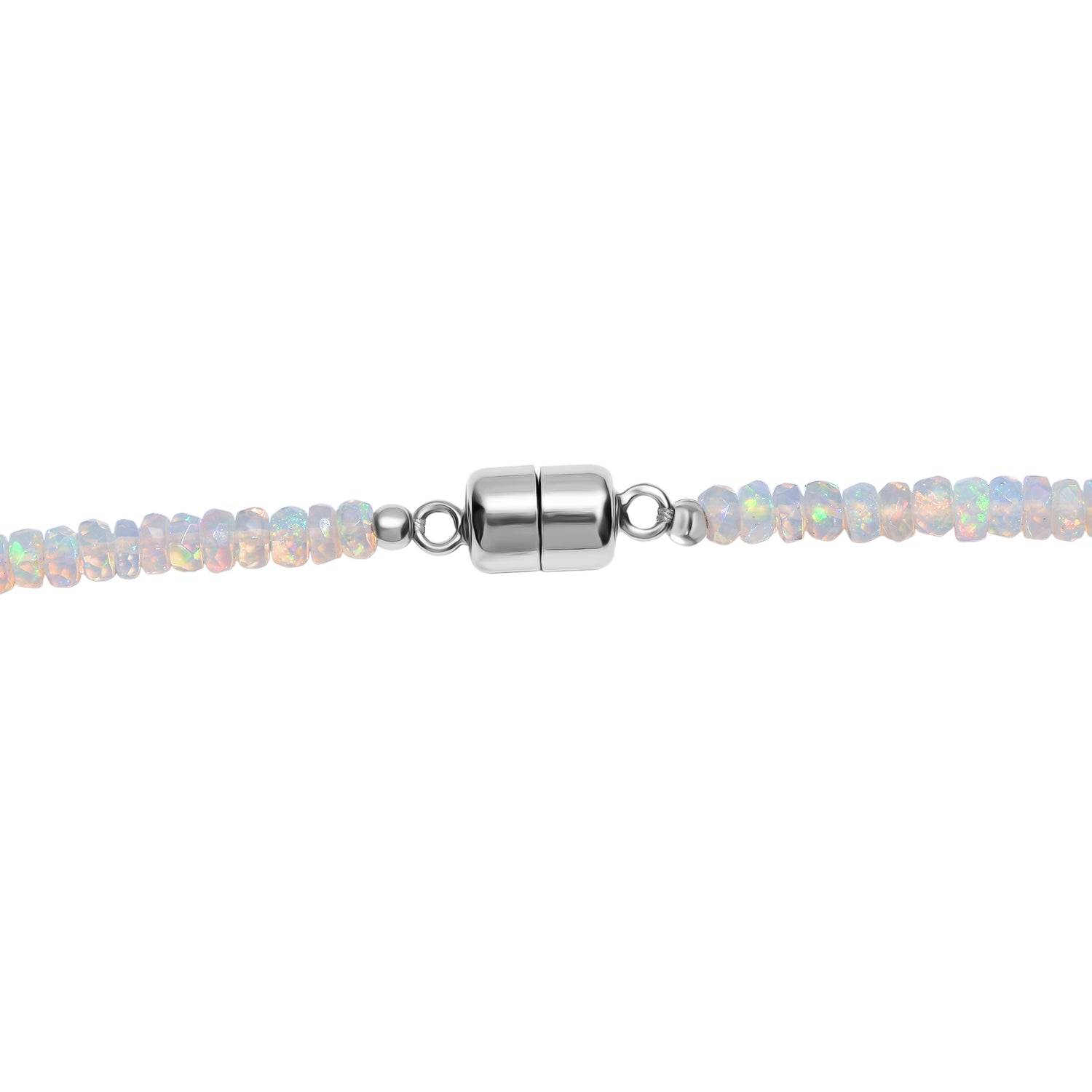 D'Joy AA Natürlicher, äthiopischer Welo Opal Halskette ca. 45 cm 925 Silber rhodiniert ca. 55,00 ct.