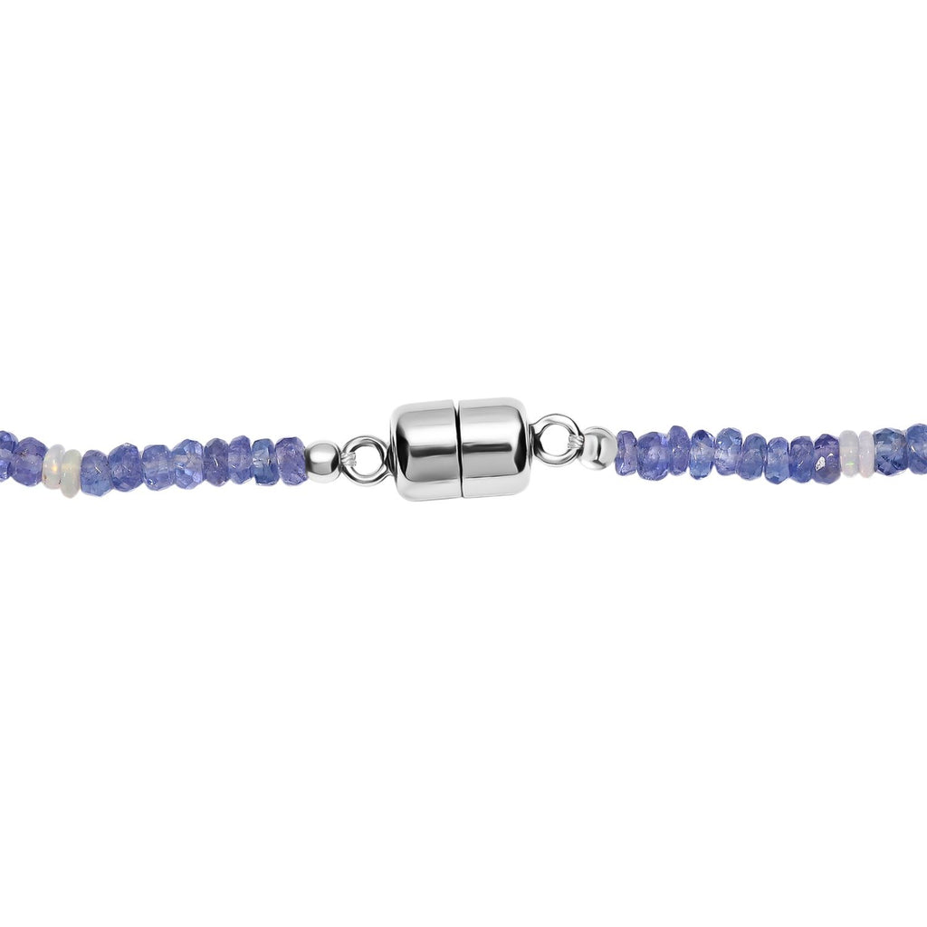 D'Joy Tansanit, Natürlicher, äthiopischer Welo Opal Halskette ca. 45 cm 925 Silber rhodiniert ca. 55,00 ct.