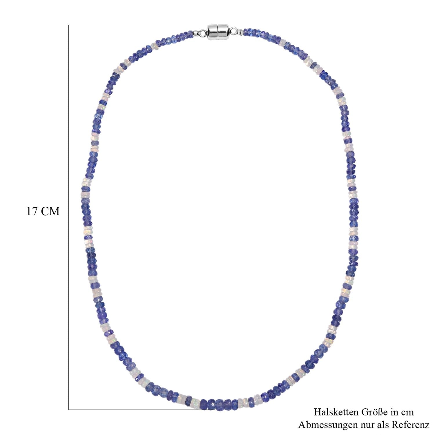 D'Joy Tansanit, Natürlicher, äthiopischer Welo Opal Halskette ca. 45 cm 925 Silber rhodiniert ca. 55,00 ct.