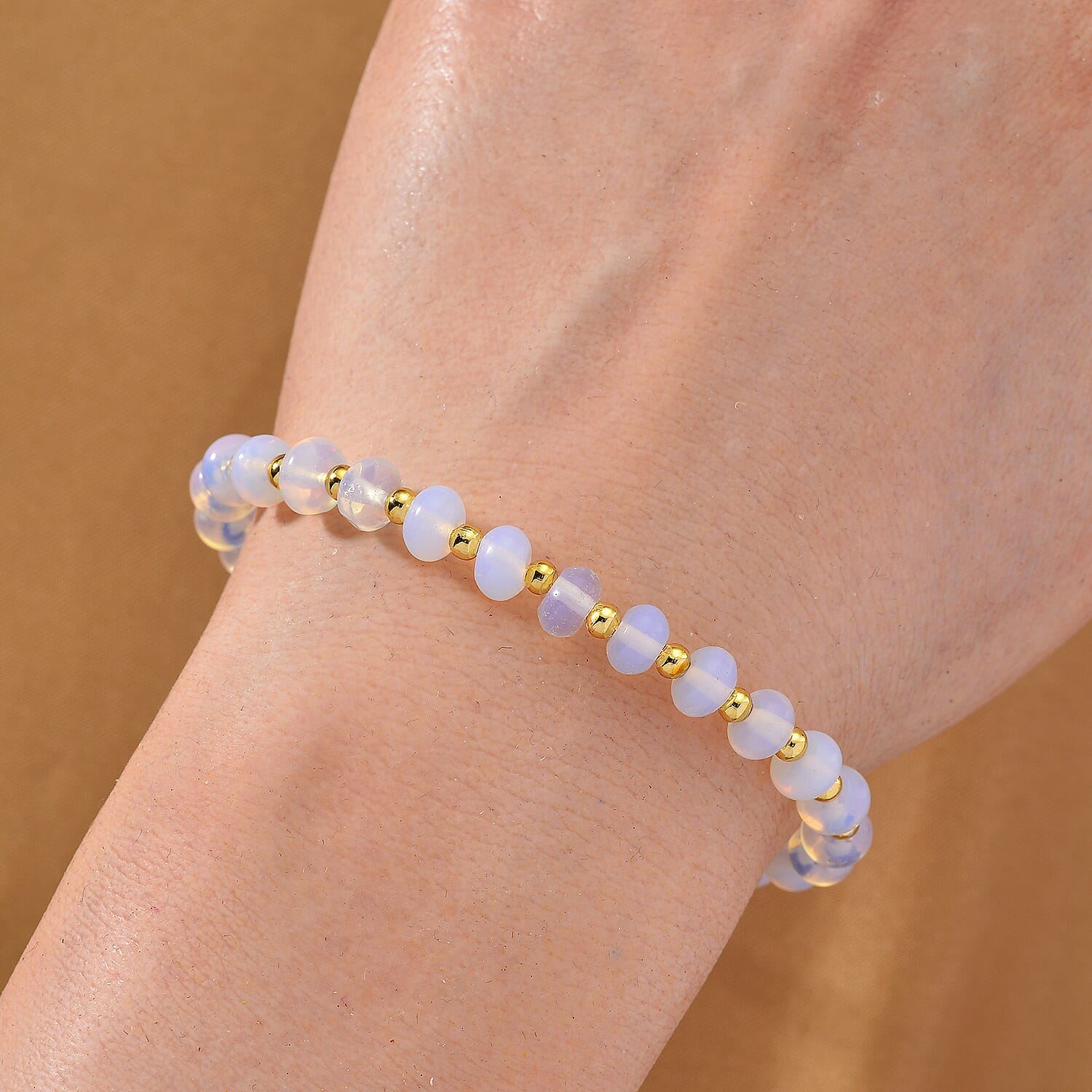 Opalite Armband, ca. 18 cm + 5 cm Extender, Reine Legierung gelb vergoldet ca. 20.00 ct