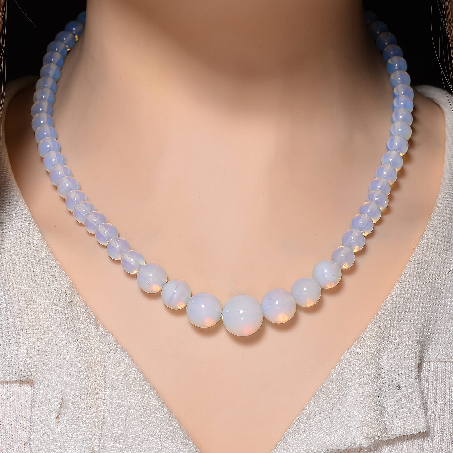 Opalite Halskette Flexibles  316L Edelstahl gelb vergoldet (7-8 Werktage Lieferzeit) ca. 200.00 ct