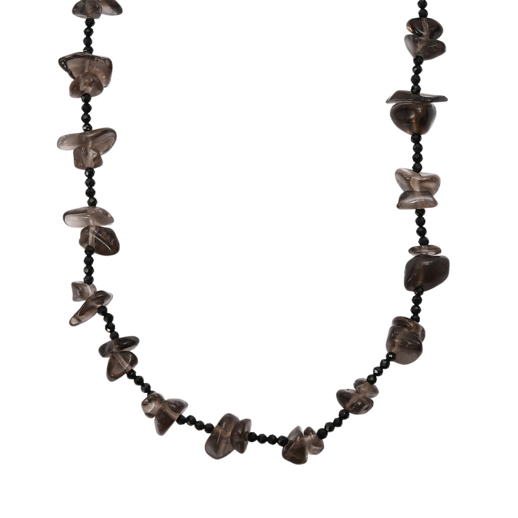 Rauchquarz, Schwarzer Spinell Kette 91 cm ca. 280.00 ct