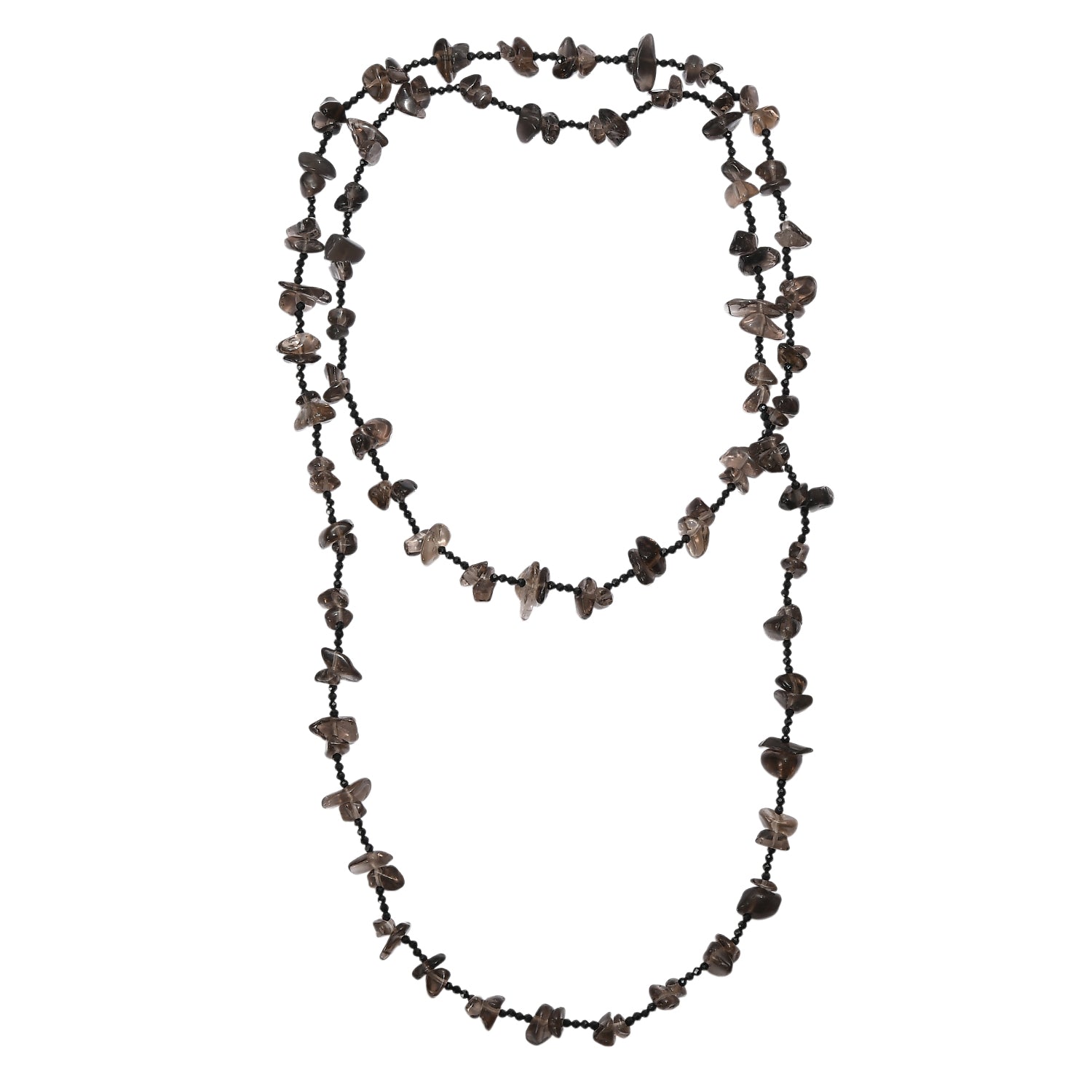 Rauchquarz, Schwarzer Spinell Kette 91 cm ca. 280.00 ct