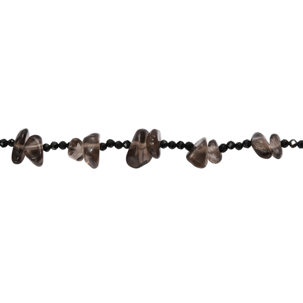 Rauchquarz, Schwarzer Spinell Kette 91 cm ca. 280.00 ct