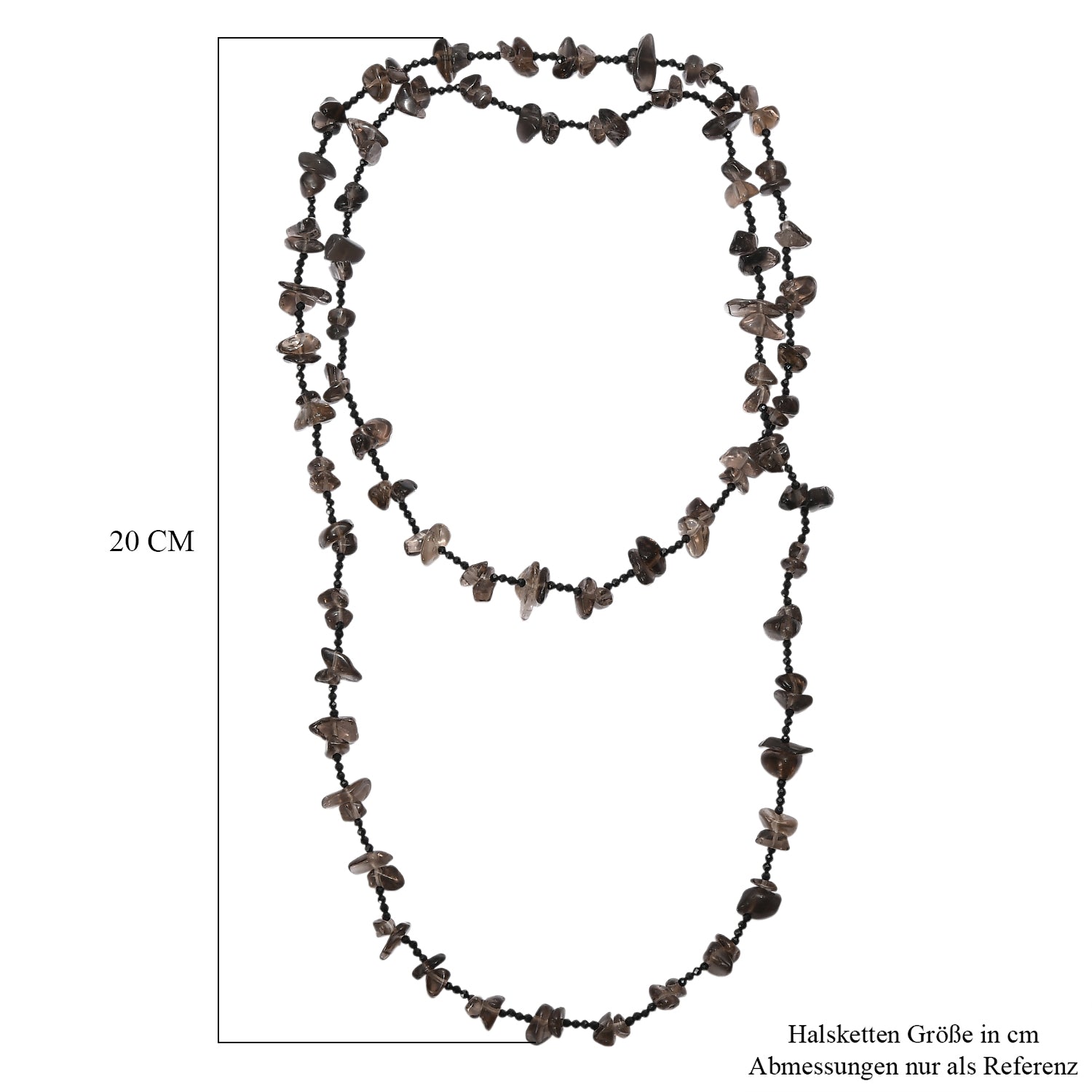 Rauchquarz, Schwarzer Spinell Kette 91 cm ca. 280.00 ct