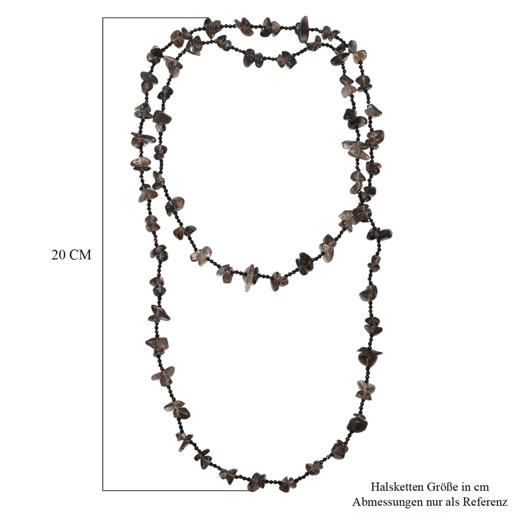 Rauchquarz, Schwarzer Spinell Kette 91 cm ca. 280.00 ct