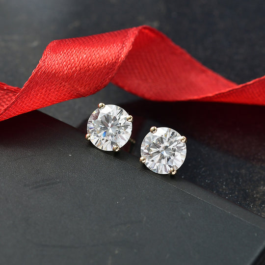 Moissanit Ohrringe 585 Gelb Gold ca. 3,74 ct.