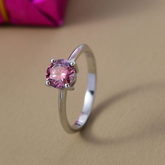 D'Joy Luxus Roter Moissanit Ring 925 Silber rhodiniert (Größe 21.00) ca. 0.94 ct